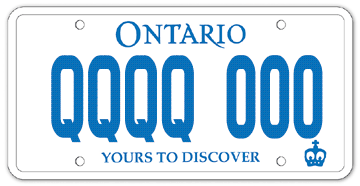 QQQQ 000 Ontario licence plate
